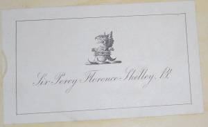 Bookplate of Sir Percy Florence Shelley, son of the great poet.